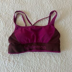 Lululemon sports bra size 6 color – purple and brown. removable pads.